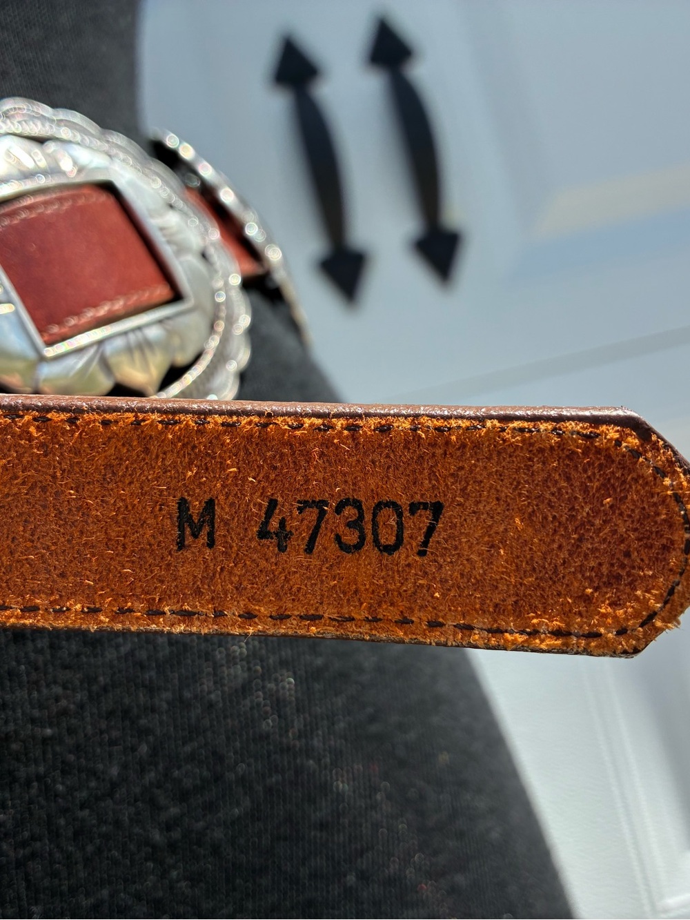 Brighton Festival Boho Western Brown Leather Concho Belt Silver-Tone Flower 1993 - Picture 5 of 6